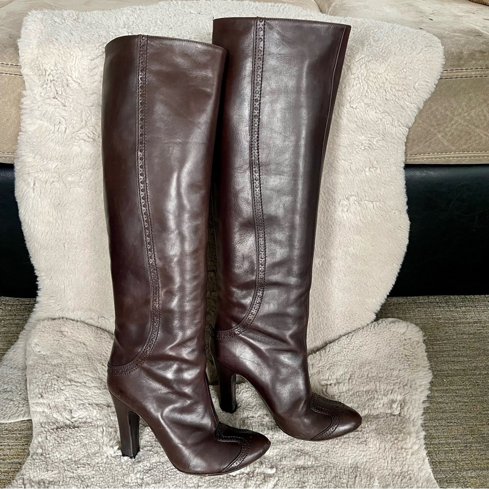 Bottega Veneta Lambskin Leather Knee High Boots